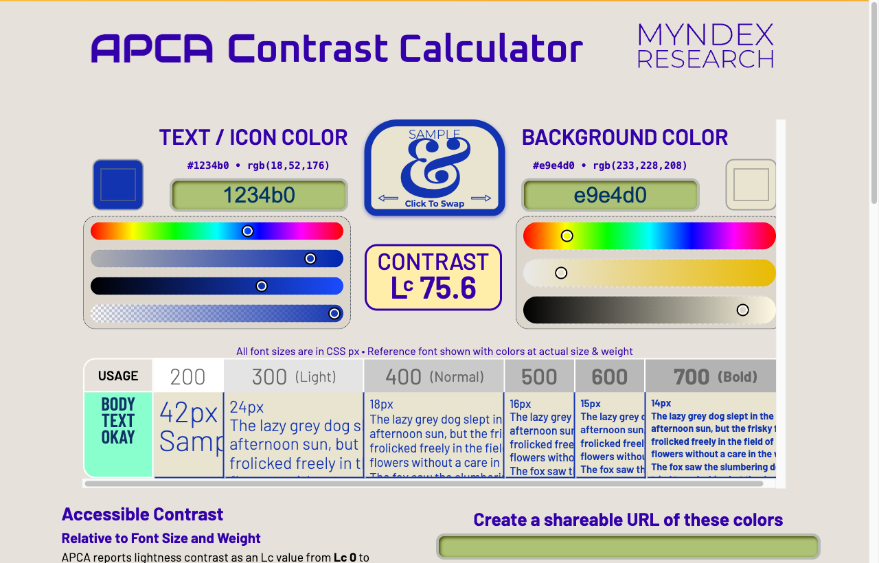APCA contrast