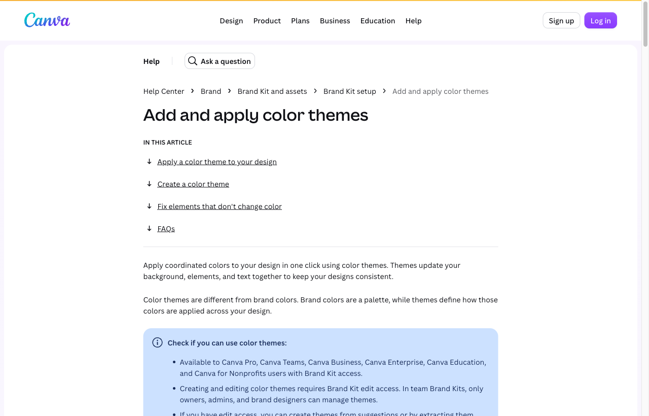 Canva eyedropper / colour themes