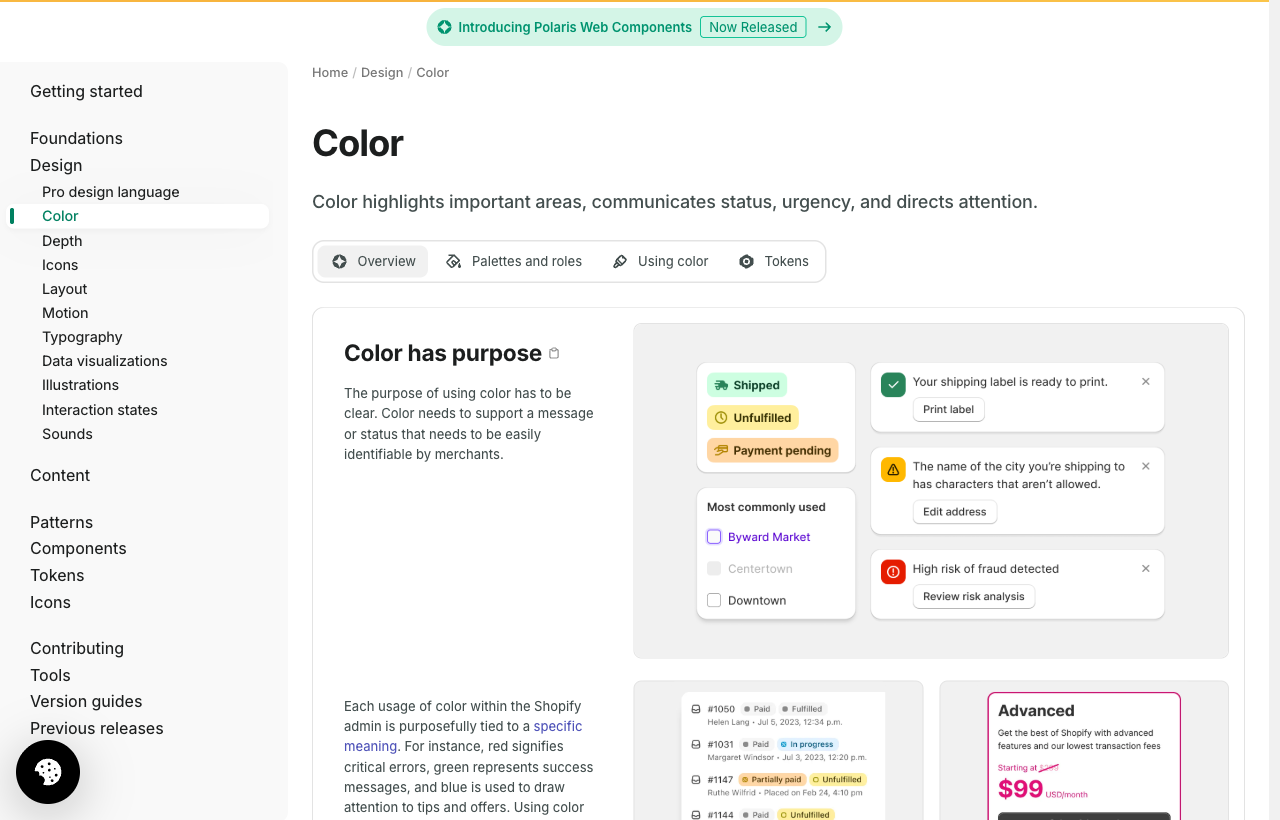 Shopify Polaris colour